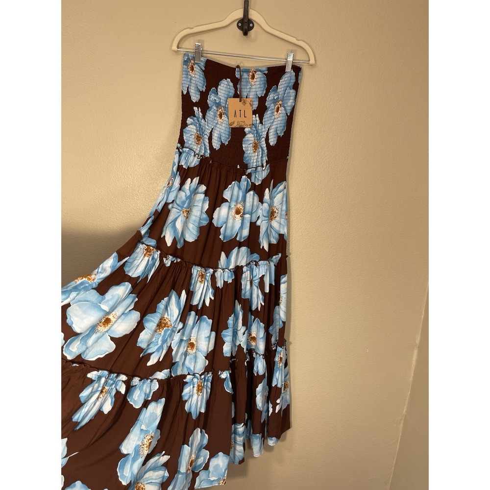 NEW Anthropologie Abel The Label Floral Sleeveless Maxi Dress Smocked Choc Sz XL